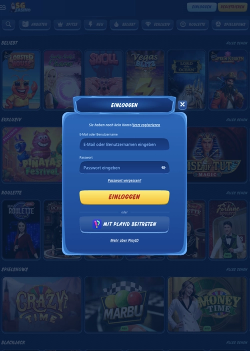 Accesso account giocatore sicuro SG Casino